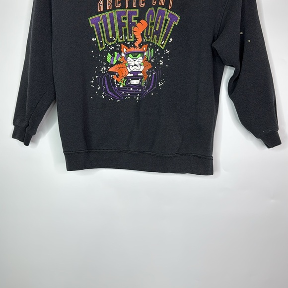 Vintage Santee Arctic Cat Tuff Cat Snowmobile Black Sweatshirt Size Kids Medium - Picture 3 of 13